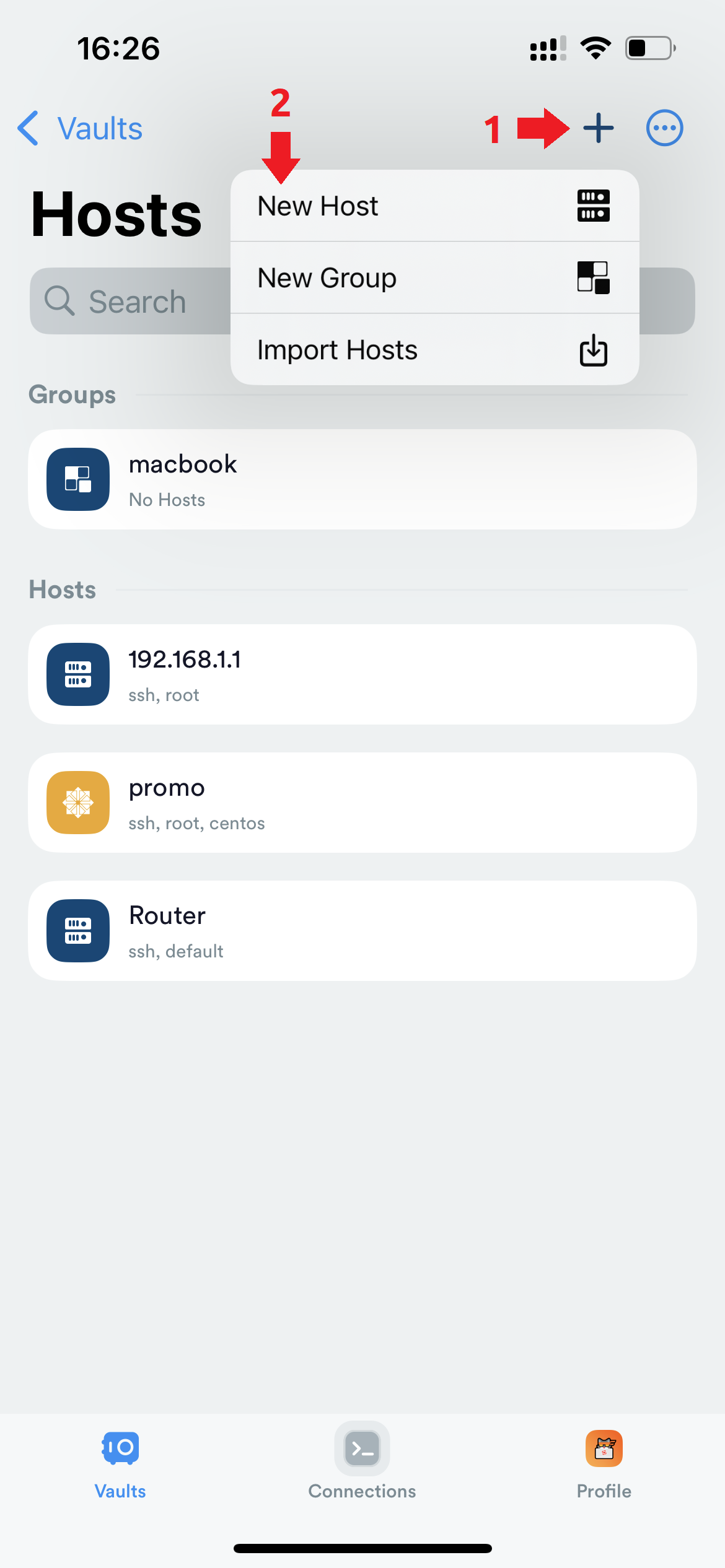 Создаём новый хост